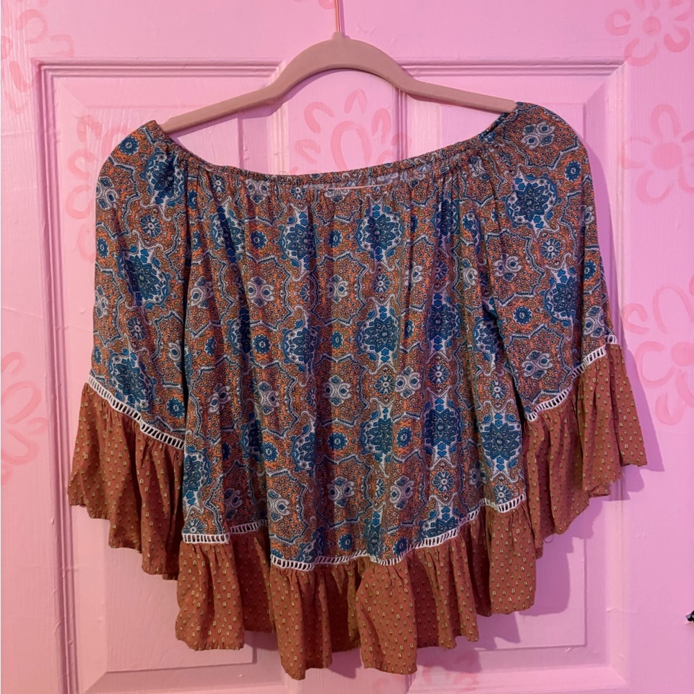 Orange and Blue Blouse